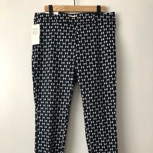 H&M women’s slacks blue, black, white print NWT